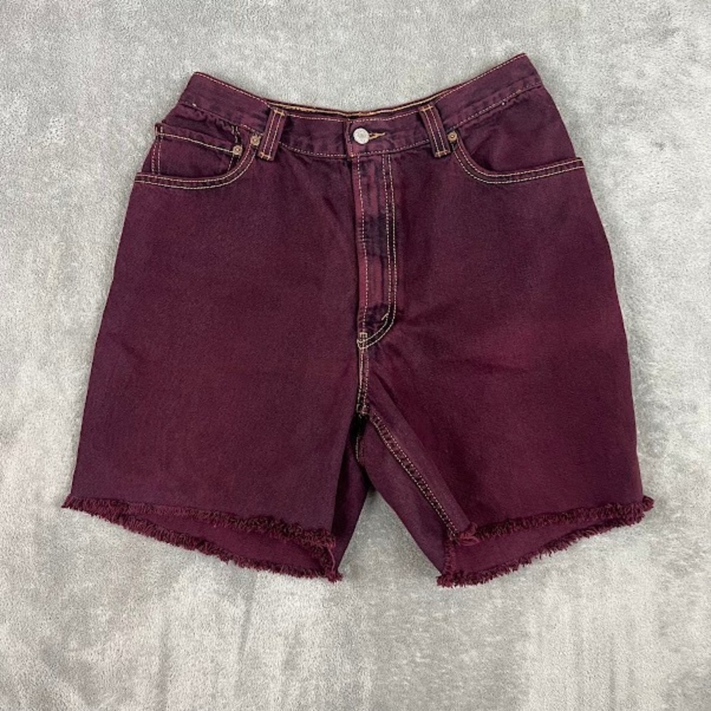 Vintage Levis Shorts Womens 30 Burgundy Dyed Patina Denim Cuttoff Jorts